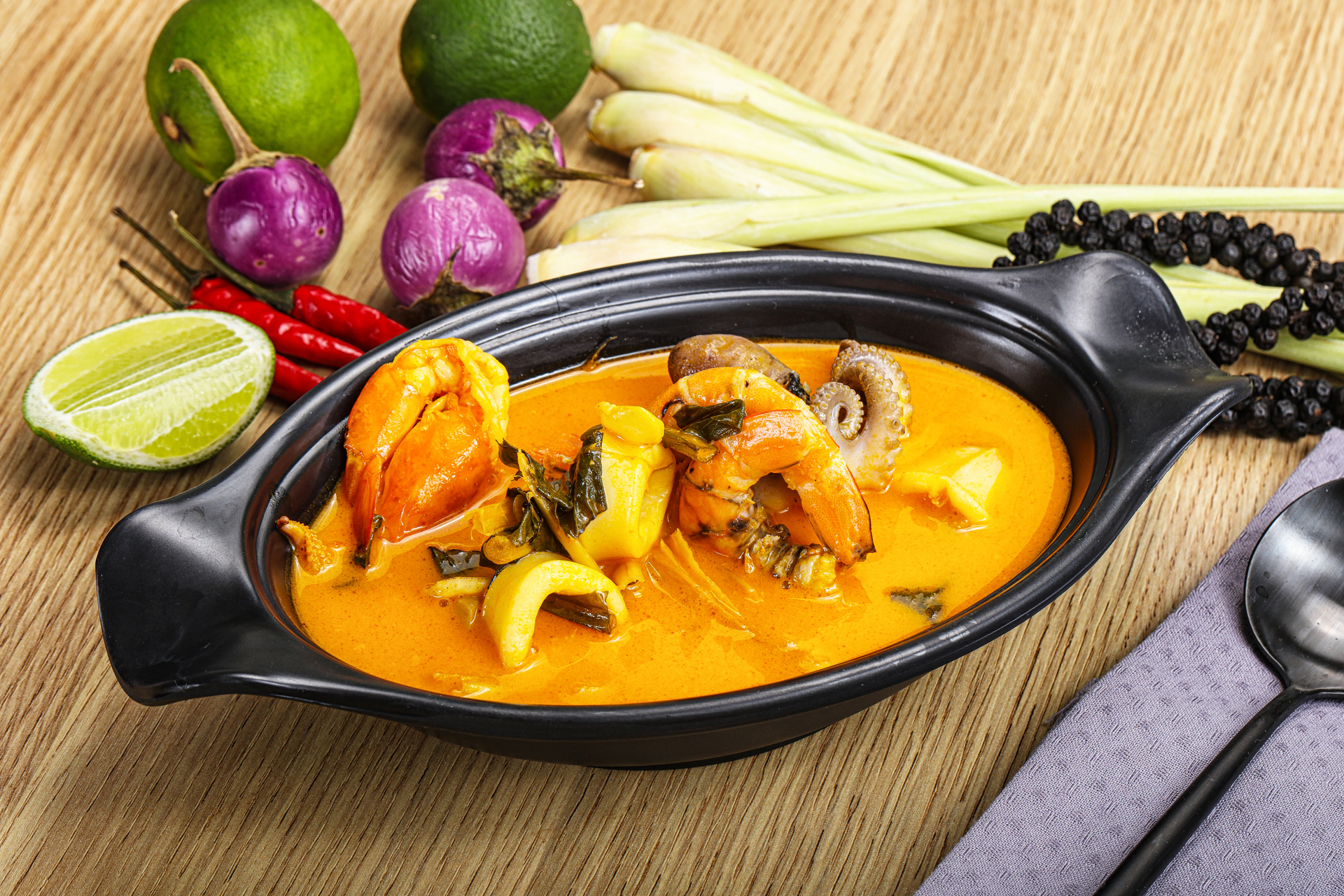 Thai Red Curry Mussels with Thai Basil and Lemongrass