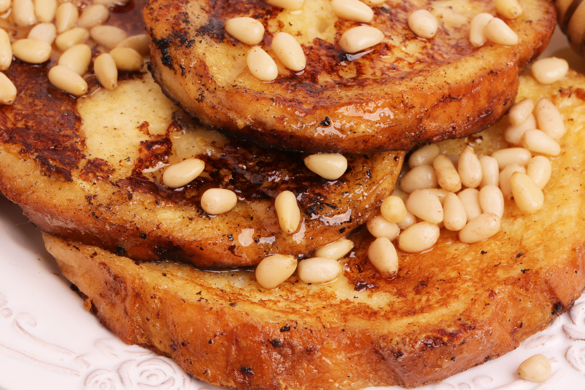 Overhead flat-lay of all ingredients for Toasted Moroccan Almond Briouats with Honey-Orange Glaze laid out on a kitchen surface.