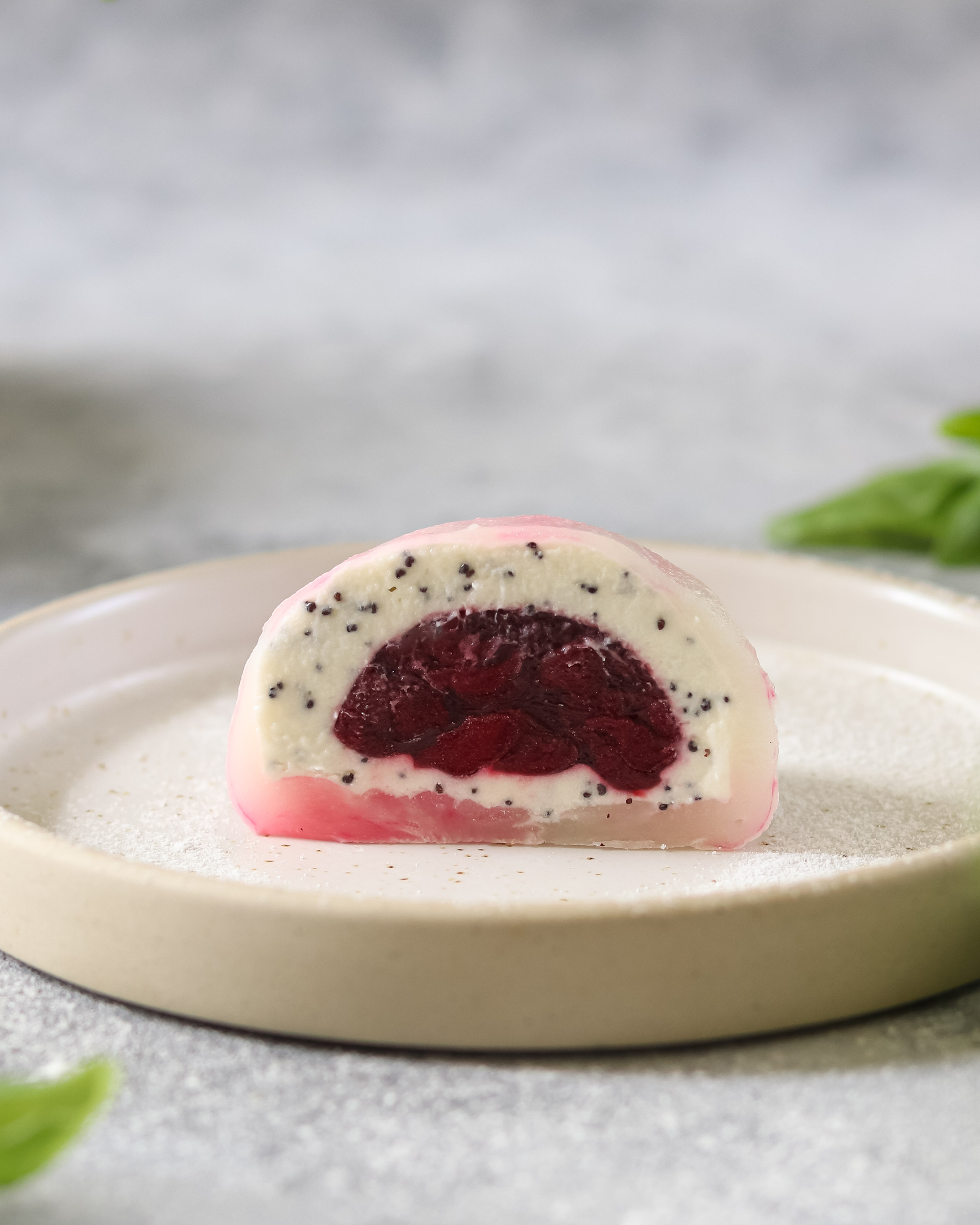 Tranquil Japanese Kinako Mochi with Azuki Red Bean Paste — Dessert served and photographed from above