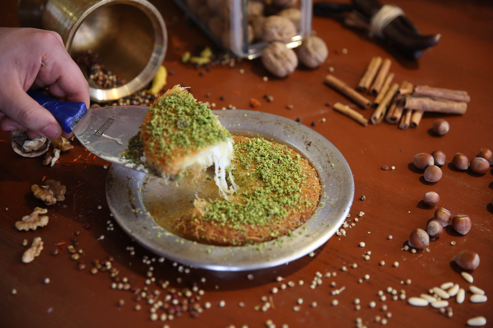 Turkish Kunefe with Pistachio and Rose Water Syrup