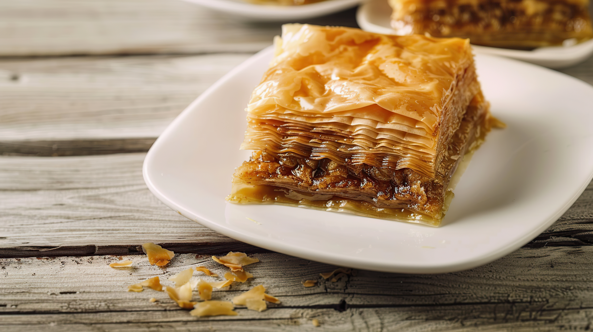 Overhead flat-lay of all ingredients for Turkish Walnut and Honey Delight Baklava laid out on a kitchen surface.