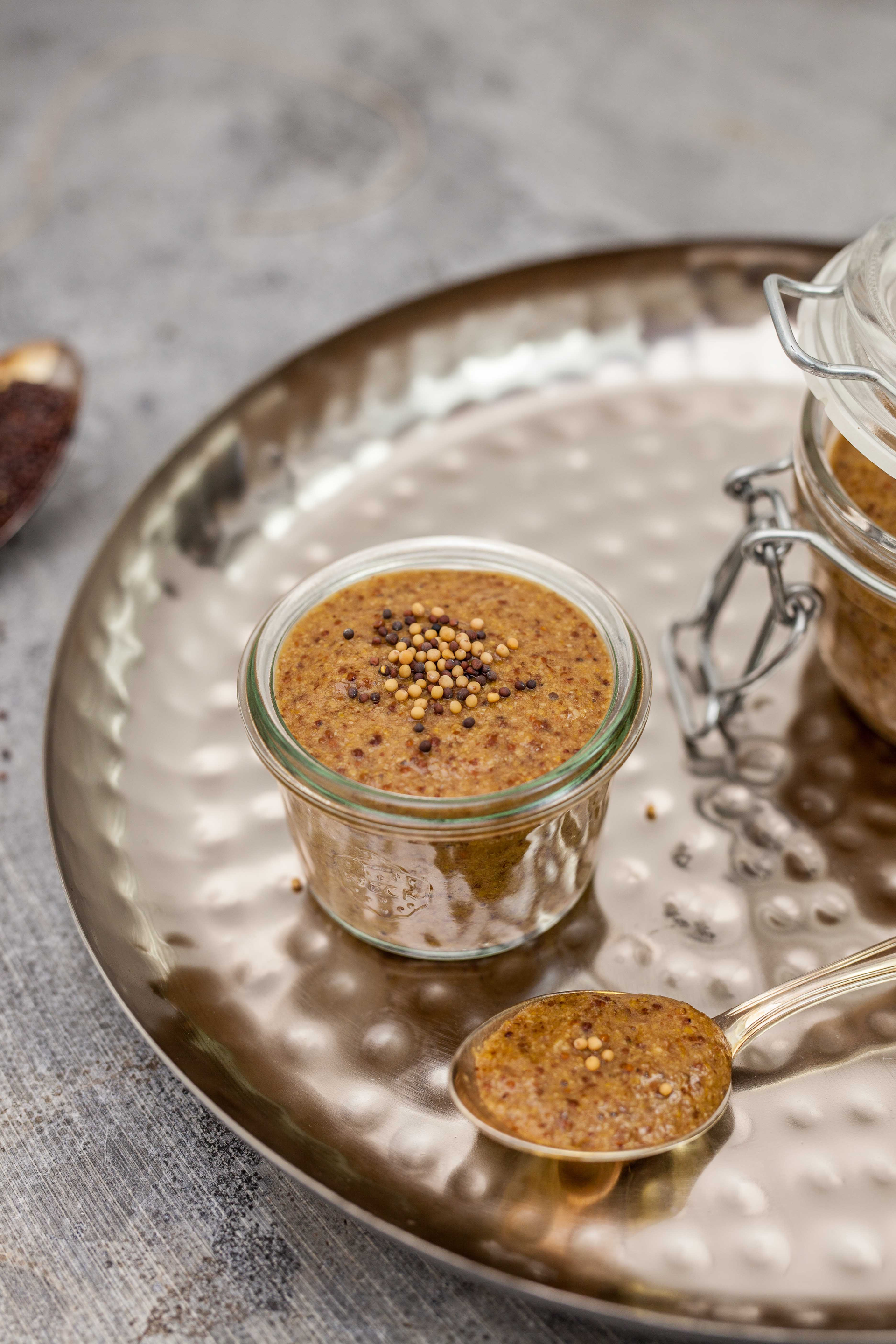 Overhead flat-lay of all ingredients for Velvety Iraqi Kahi with Cardamom Syrup laid out on a kitchen surface.