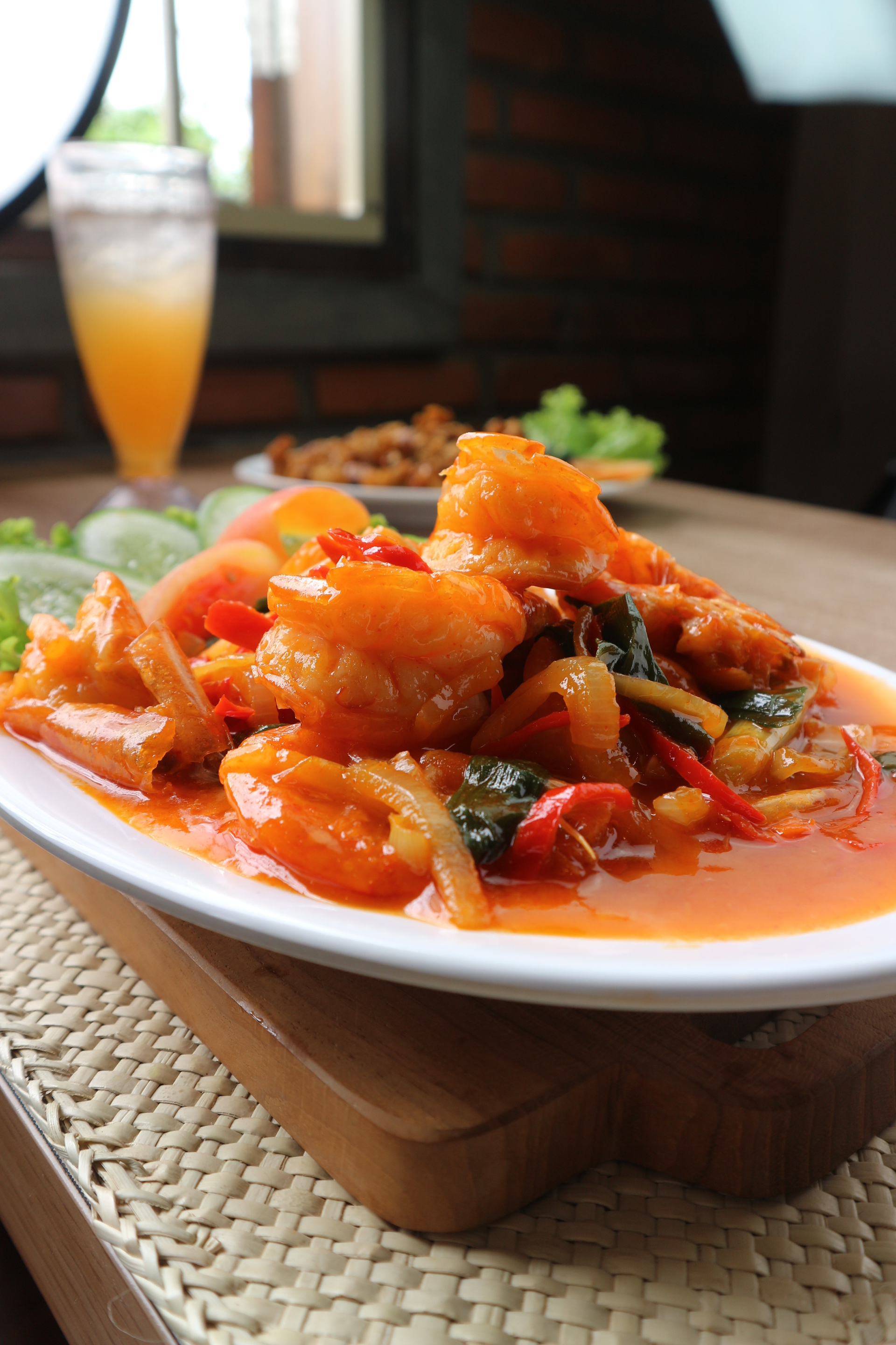 Overhead flat-lay of all ingredients for Vibrant Puerto Rican Mofongo with Shrimp Creole laid out on a kitchen surface.