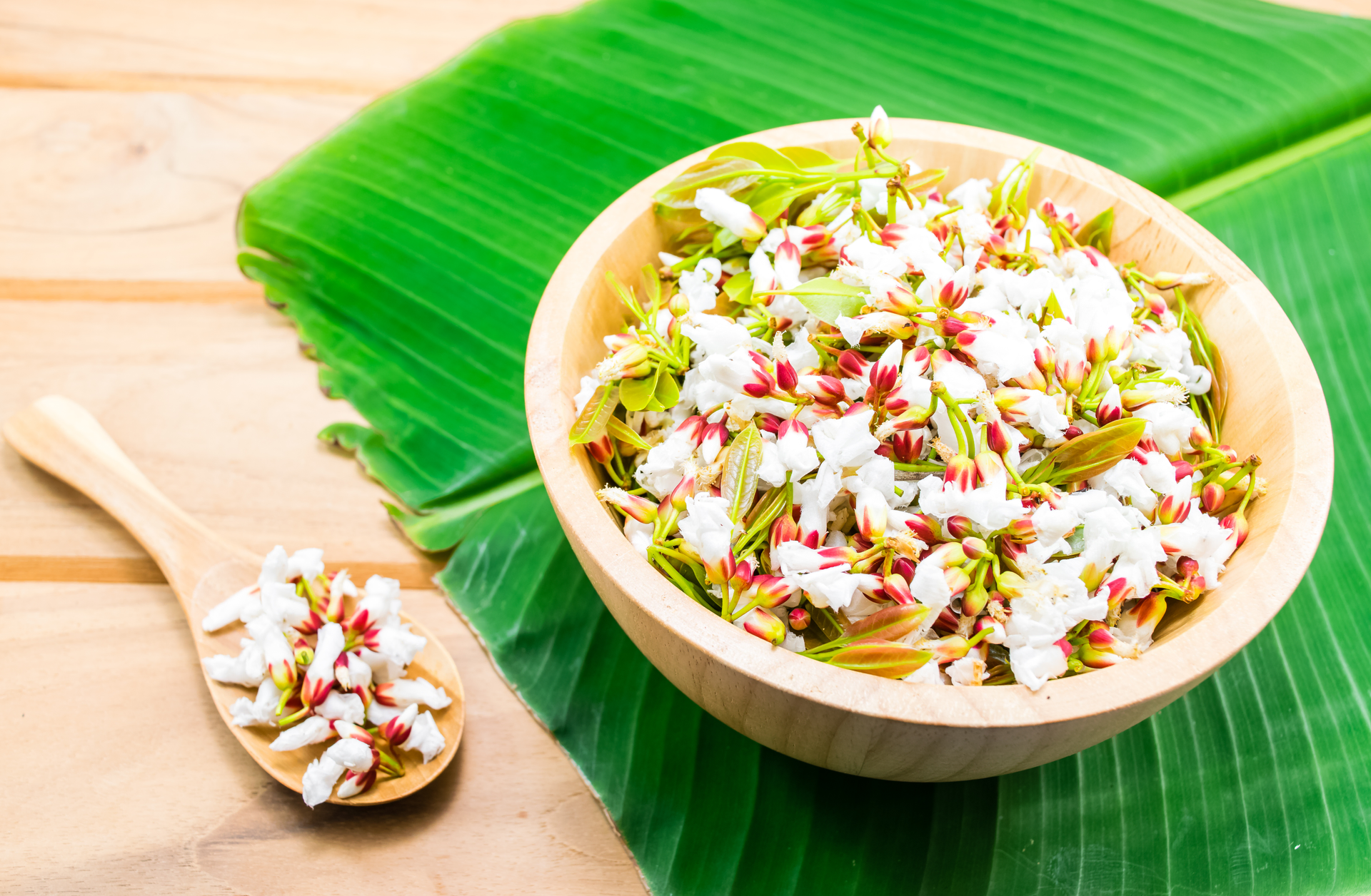 Vietnamese Banana Blossom Salad with Lime Dressing — Salad served and photographed from above