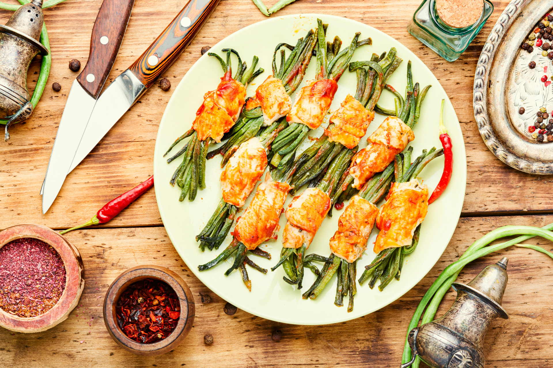 Overhead flat-lay of all ingredients for Vietnamese Chả Cá Lã Vọng with Dill and Turmeric laid out on a kitchen surface.