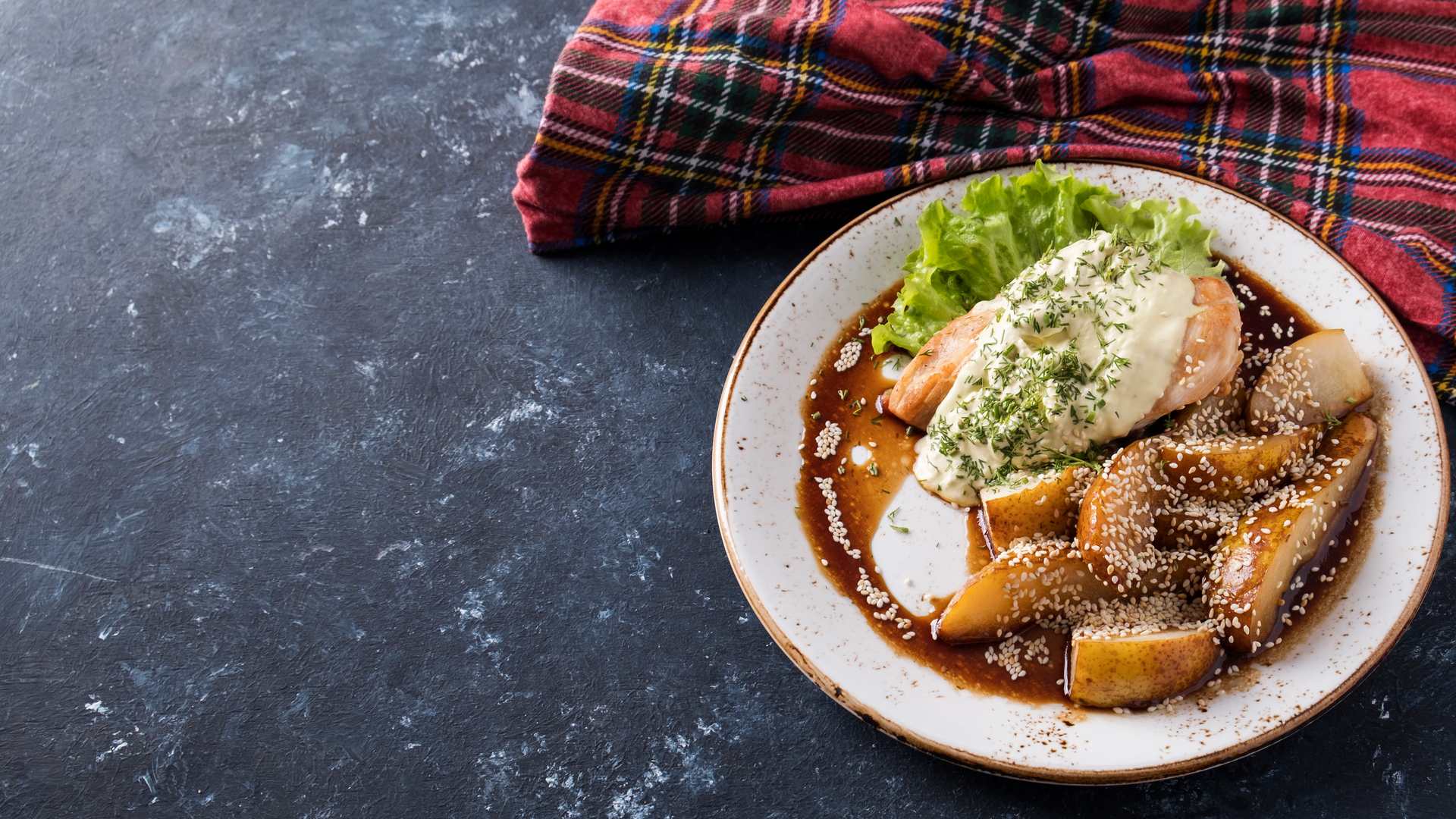 Vietnamese Coffee Glazed Pork Belly with Star Anise — Main Course served and photographed from above