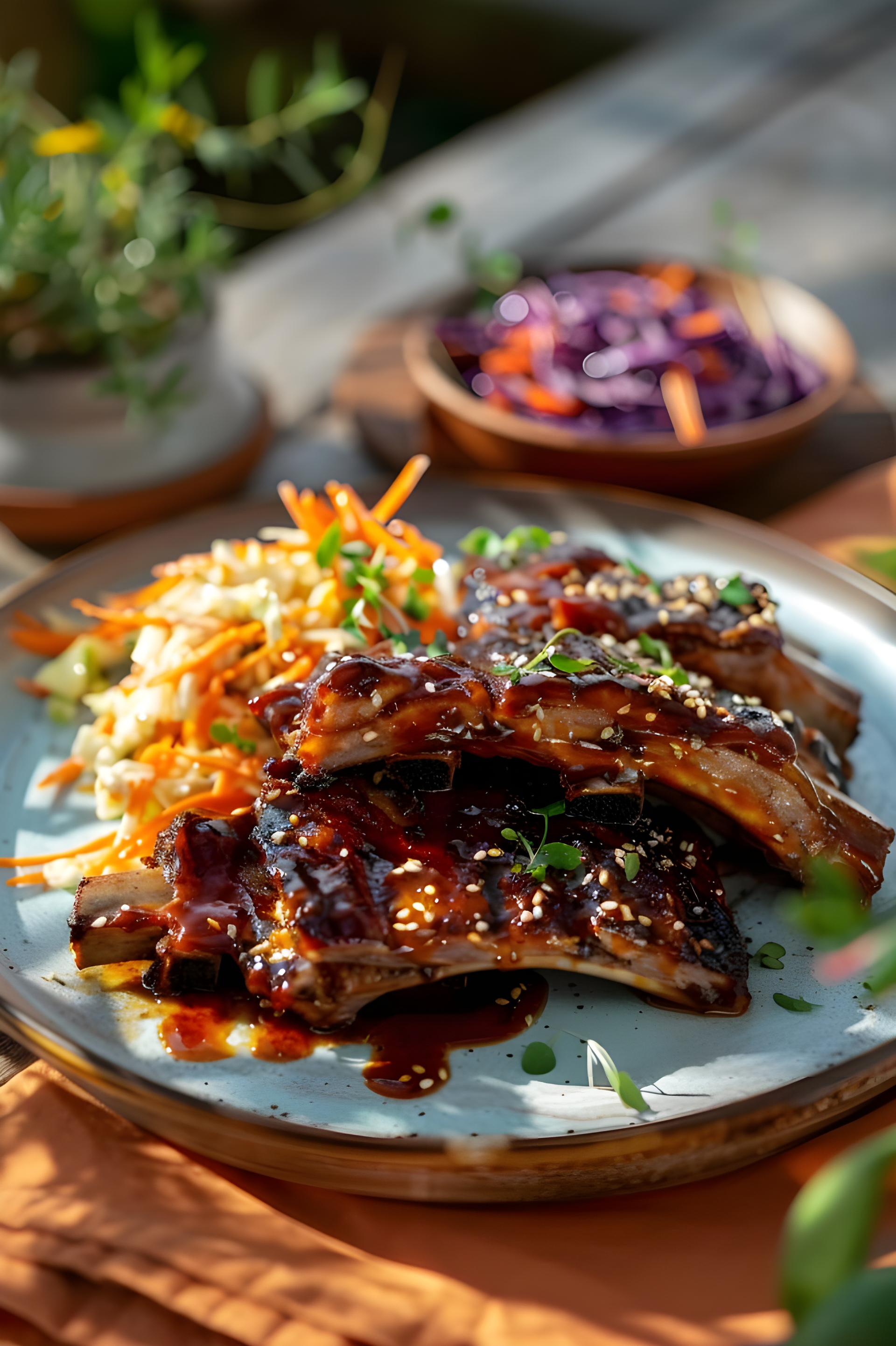 Vietnamese Star Anise-Infused Braised Short Ribs with Lemongrass — Main Course served and photographed from above