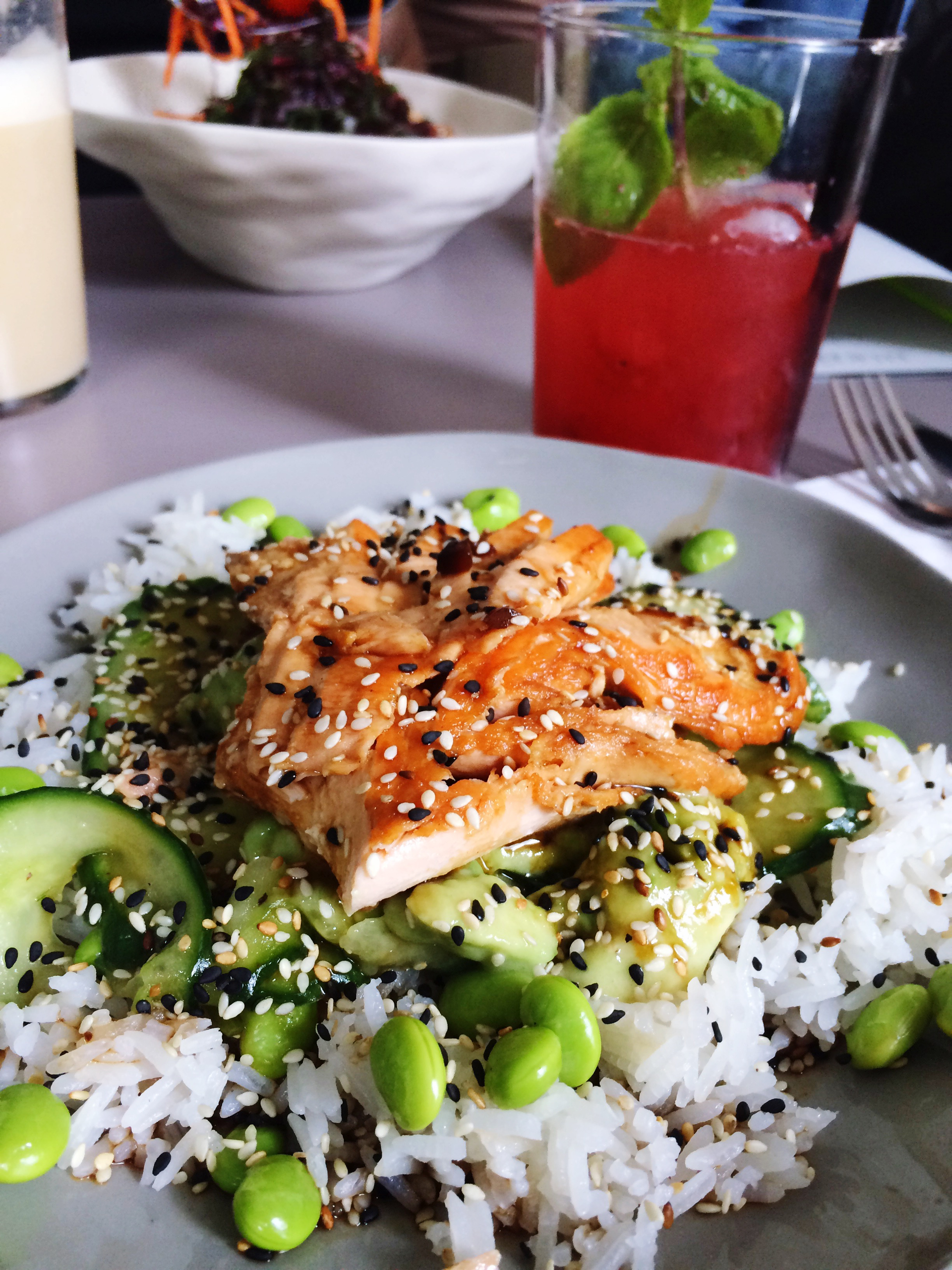 Zesty Asian Citrus-Cilantro Grilled Salmon with Jasmine Rice