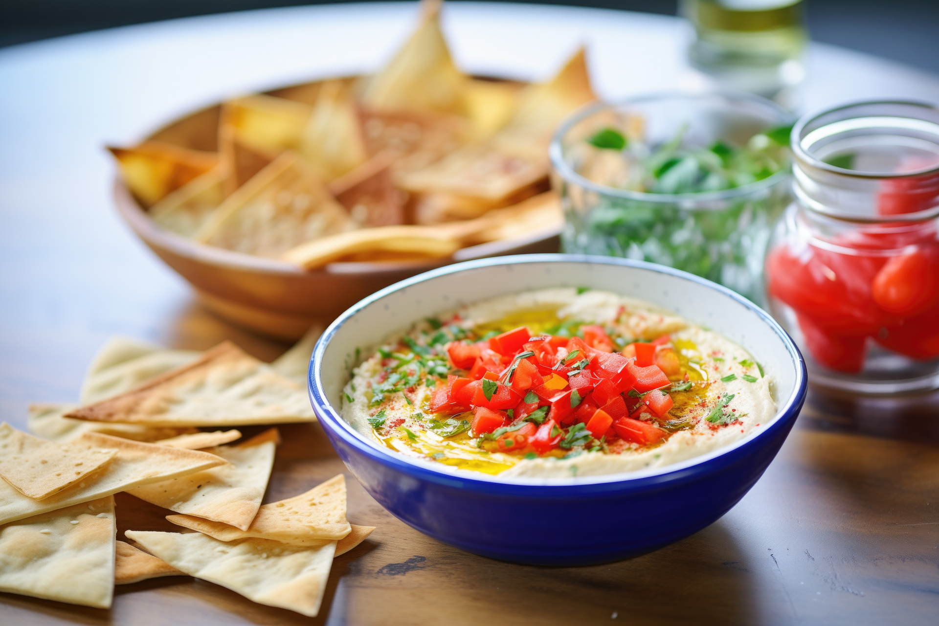 Overhead flat-lay of all ingredients for Zesty Bolivian Llajwa Dip with Tomato and Locoto laid out on a kitchen surface.