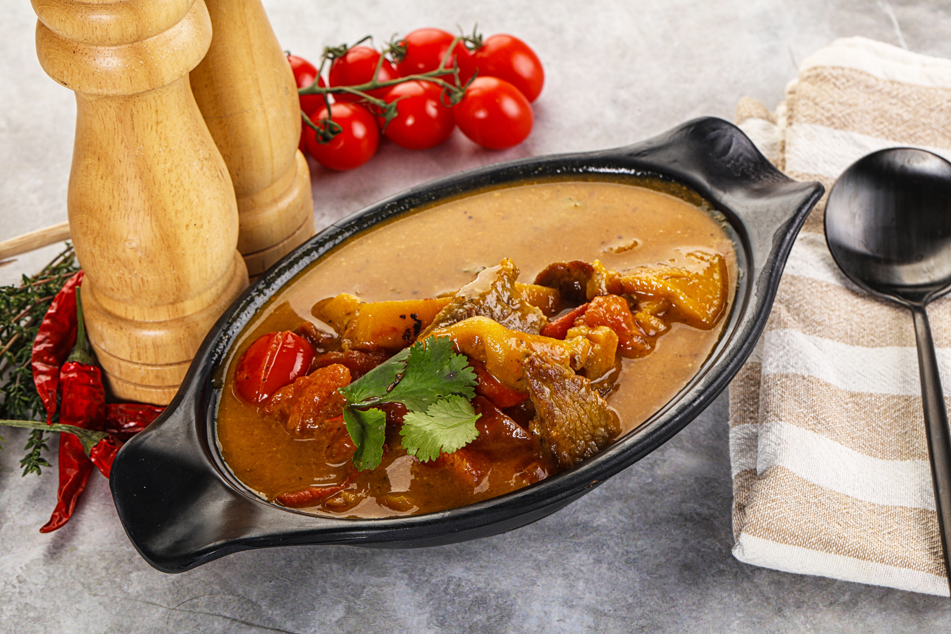 Zesty Croatian Čobanac Stew — Main Course served and photographed from above