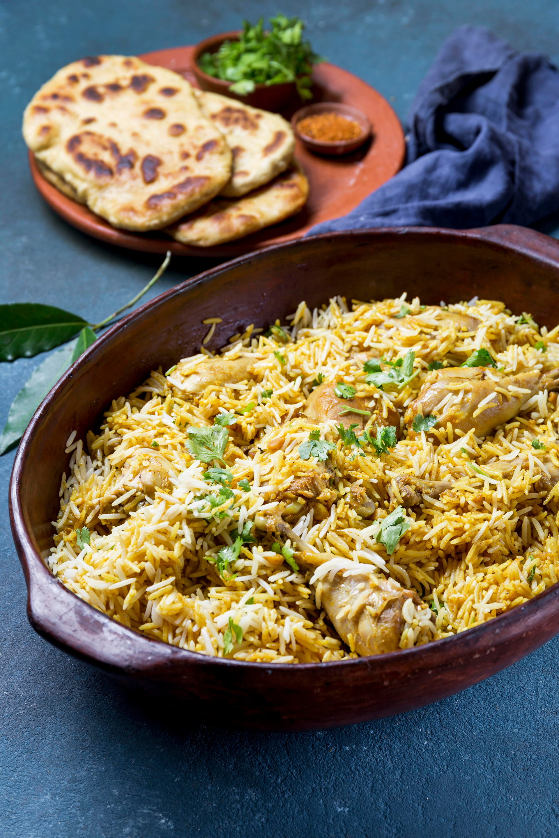 Zesty Indian Dhansak Biryani — Main Course served and photographed from above