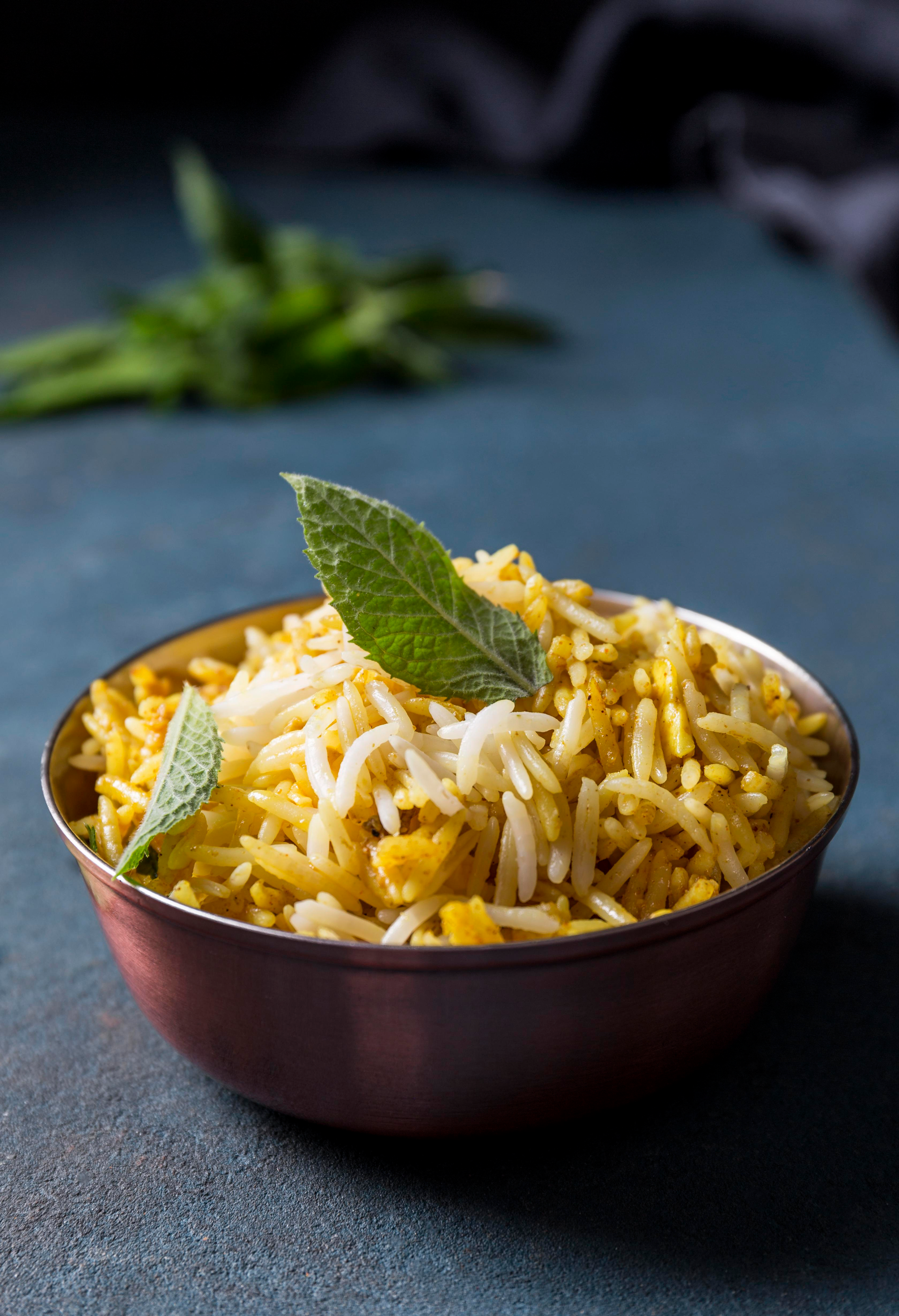 Zesty Indian Lemon Rice with Cashews and Curry Leaves