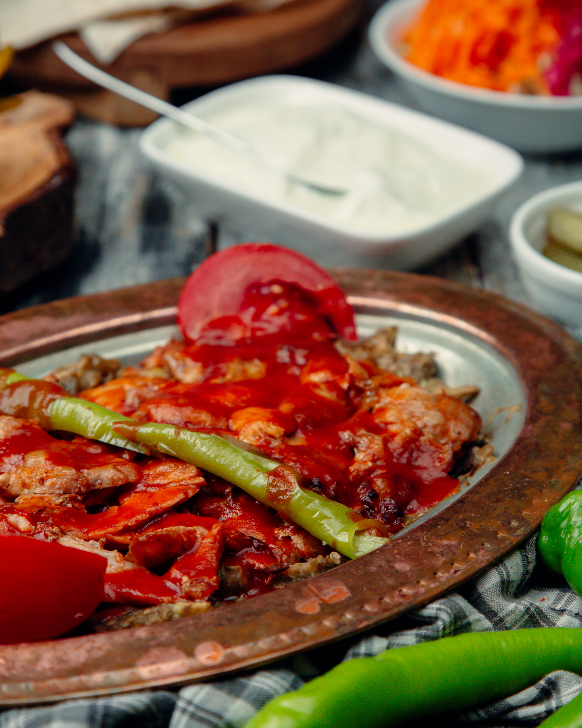 Overhead flat-lay of all ingredients for Zesty Malawian Nsima with Tomato and Onion Relish laid out on a kitchen surface.